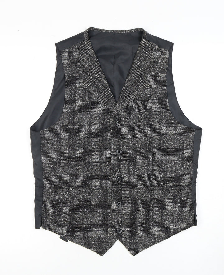 C&A Men's Grey Check Waistcoat, Size 40R