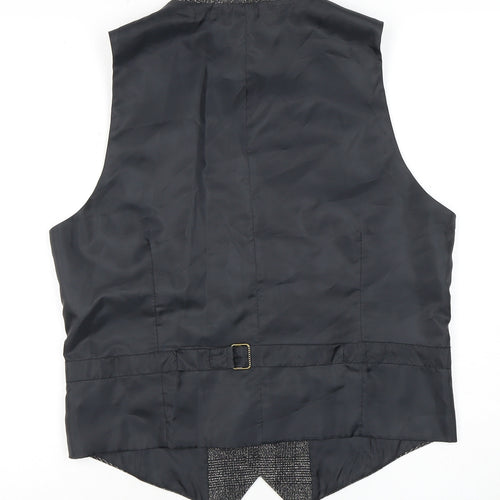 C&A Men's Grey Check Waistcoat, Size 40R