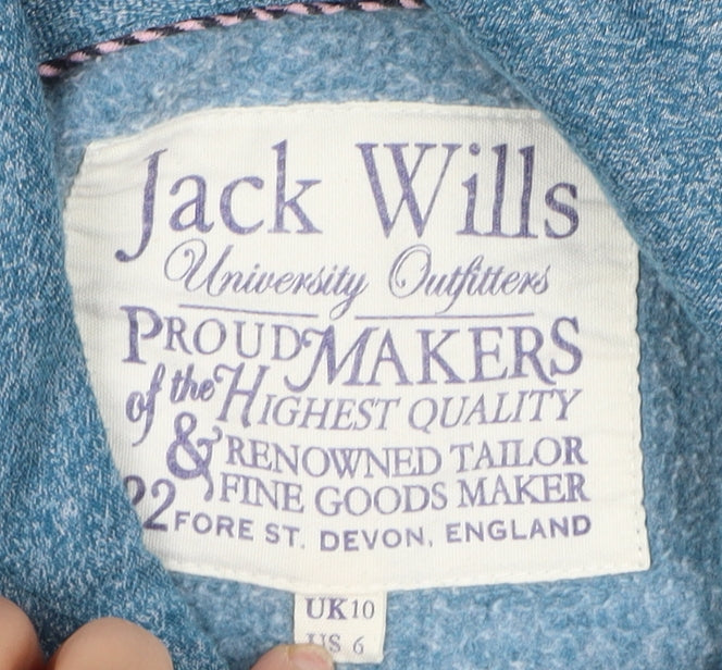 Jack Wills Women's Blue Hoodie Size 10 with Logo