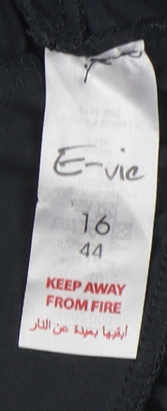 E-vie Women's Cropped Black Leopard Blouse - Size 16