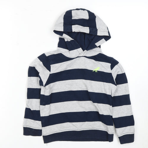 Marks and Spencer Boys Blue Striped Pullover Hoodie 4-5 Years