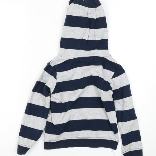 Marks and Spencer Boys Blue Striped Pullover Hoodie 4-5 Years