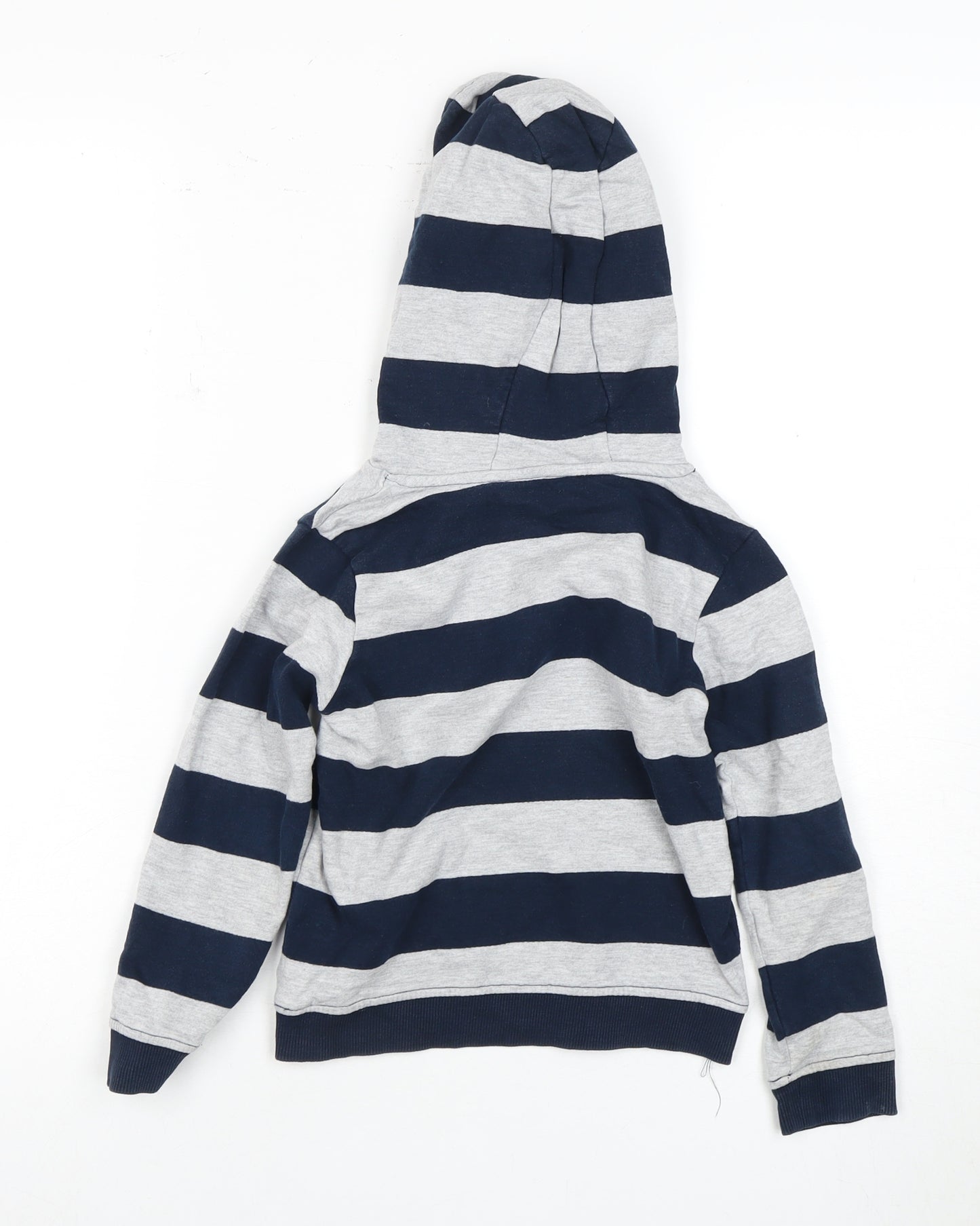 Marks and Spencer Boys Blue Striped Pullover Hoodie 4-5 Years