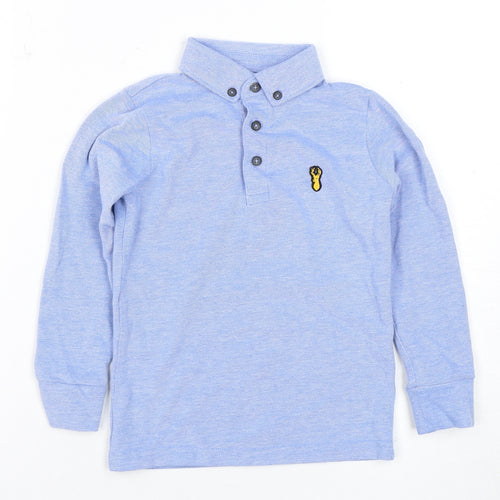 Next Boys Blue Polo Shirt, 4 Years, Long Sleeve, Logo Accent