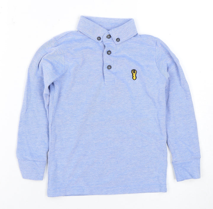 Next Boys Blue Polo Shirt, 4 Years, Long Sleeve, Logo Accent