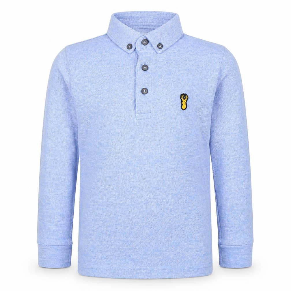 Next Boys Blue Polo Shirt, 4 Years, Long Sleeve, Logo Accent