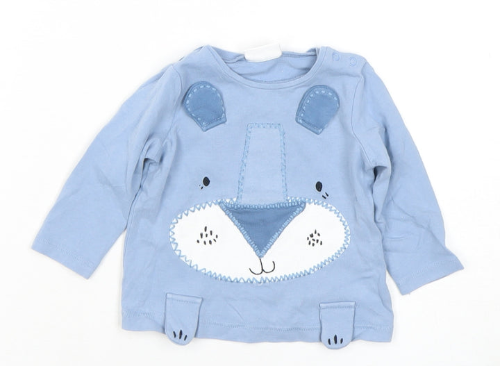 Next Unisex Baby Blue Animal Print Long Sleeve T-Shirt 3-6 Months