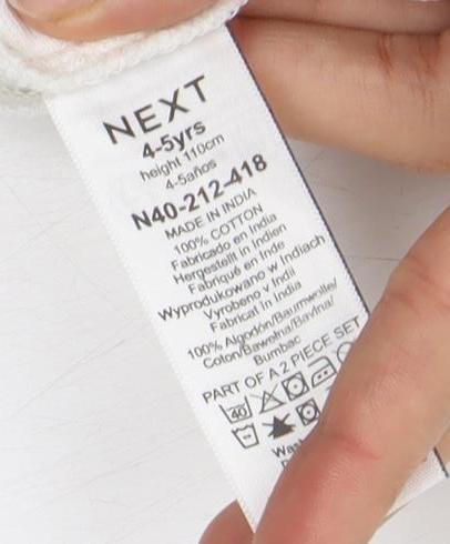 Next Boys White Polo Shirt 4-5 Years with Transportation Print