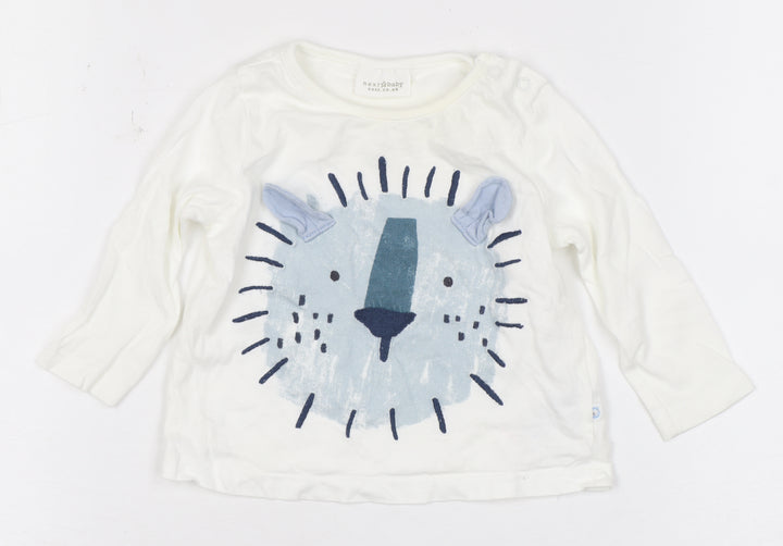 Next Unisex Baby White Animal Print Long Sleeve T-Shirt 3-6M