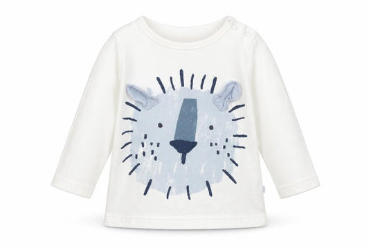 Front view of Next unisex baby white animal print long sleeve t-shirt 3-6m
