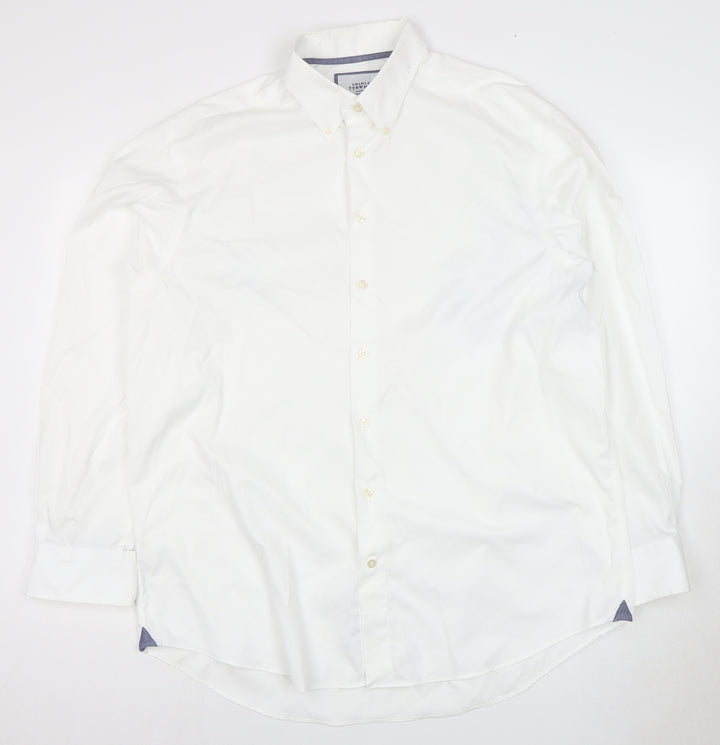 Charles Tyrwhitt Men's White Dress Shirt SS Regular Fit