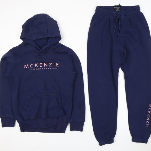 McKenzie Girls Blue Fleece Tracksuit 10-11Y Cozy Hoodie Set