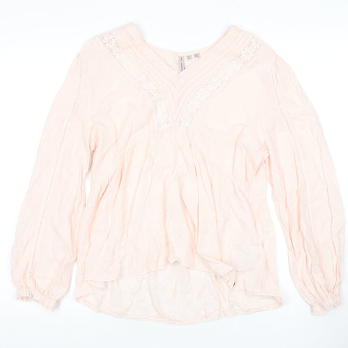 Superdry Women's Pink Embroidered Tunic Blouse Size 12