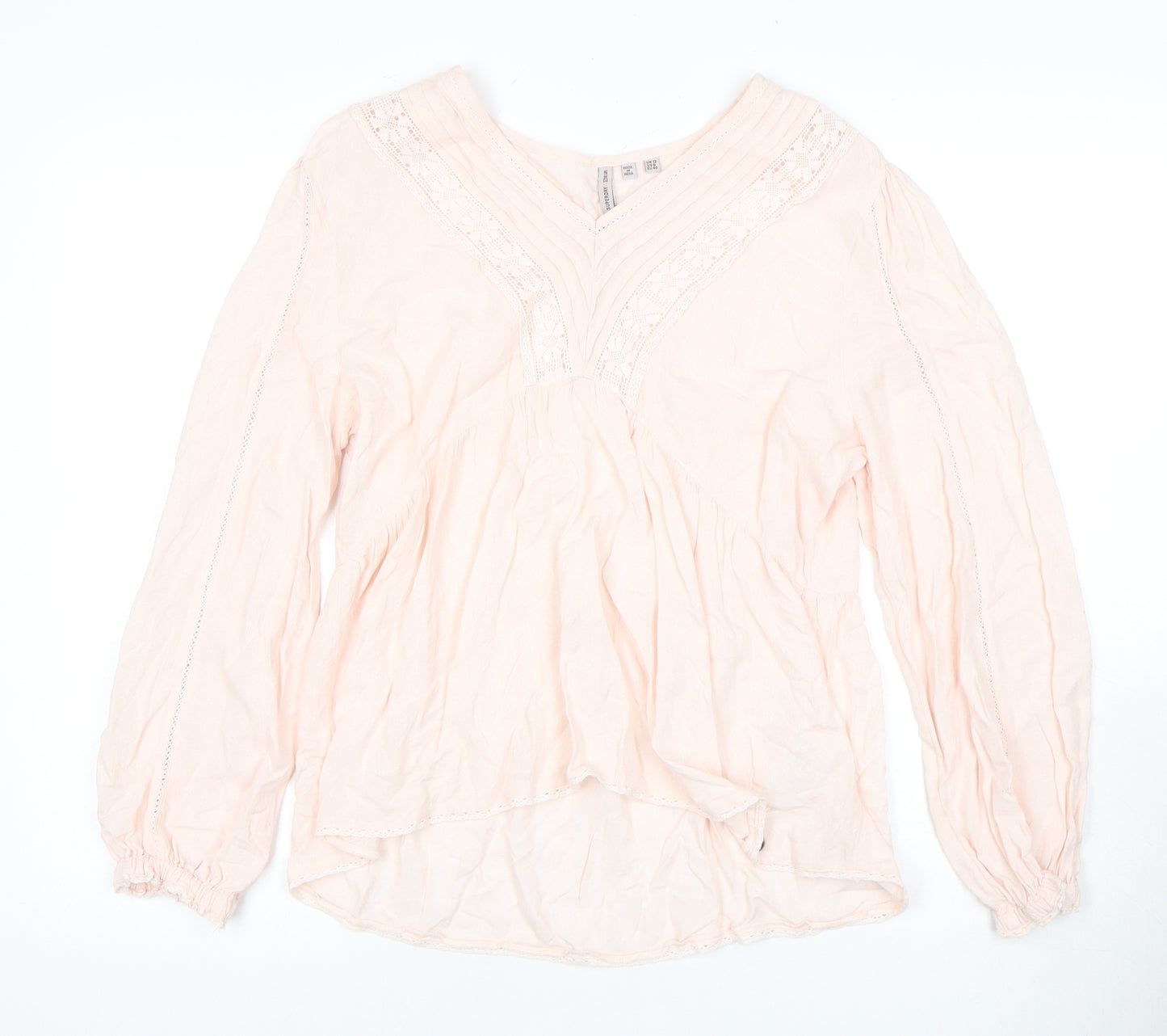 Superdry Women's Pink Embroidered Tunic Blouse Size 12