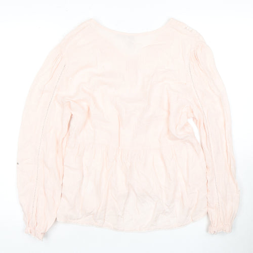 Superdry Women's Pink Embroidered Tunic Blouse Size 12