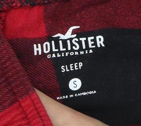 Hollister Women's Red Check Pyjama Pants, S