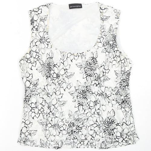 Principles Women's Black White Floral Camisole Blouse Size 14