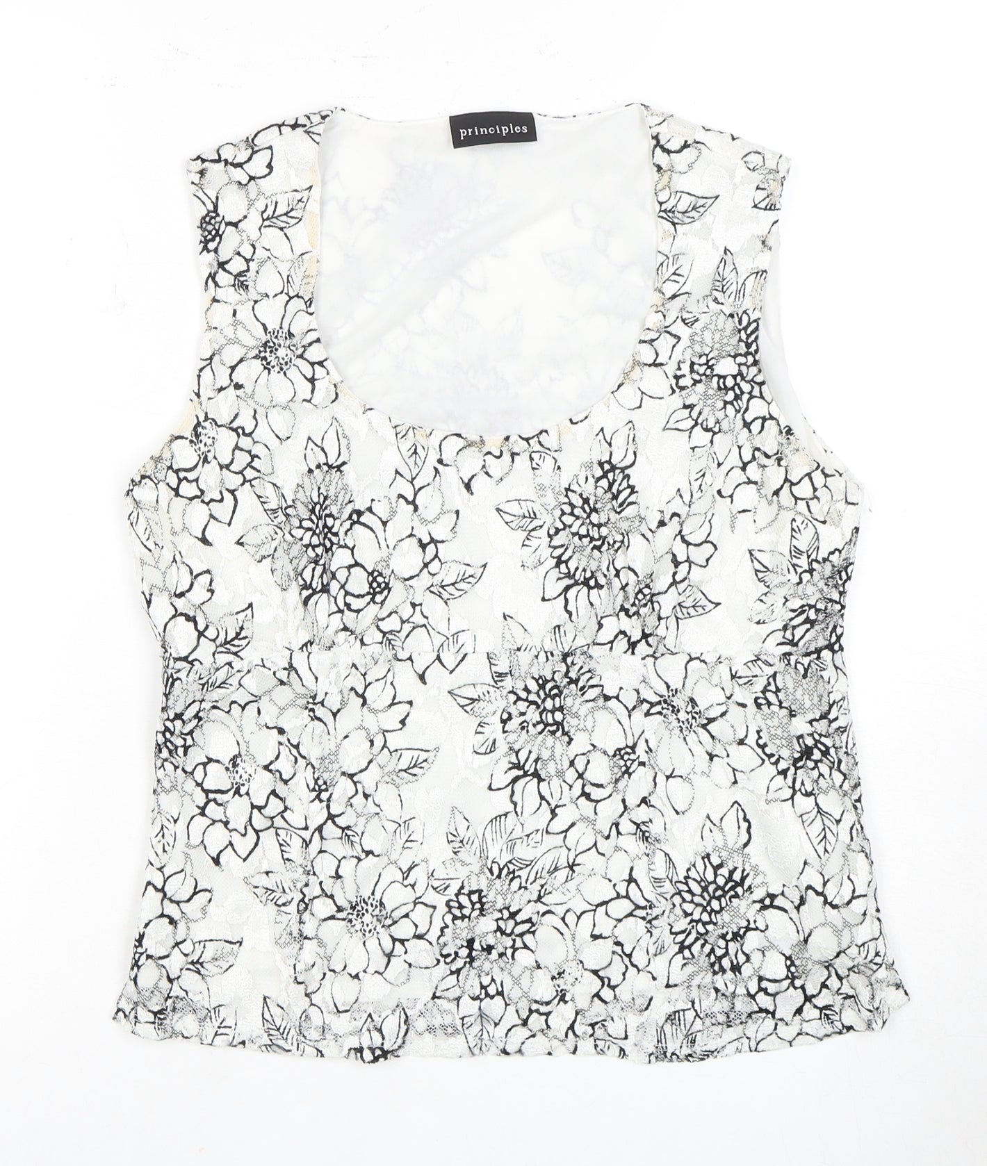 Principles Women's Black White Floral Camisole Blouse Size 14