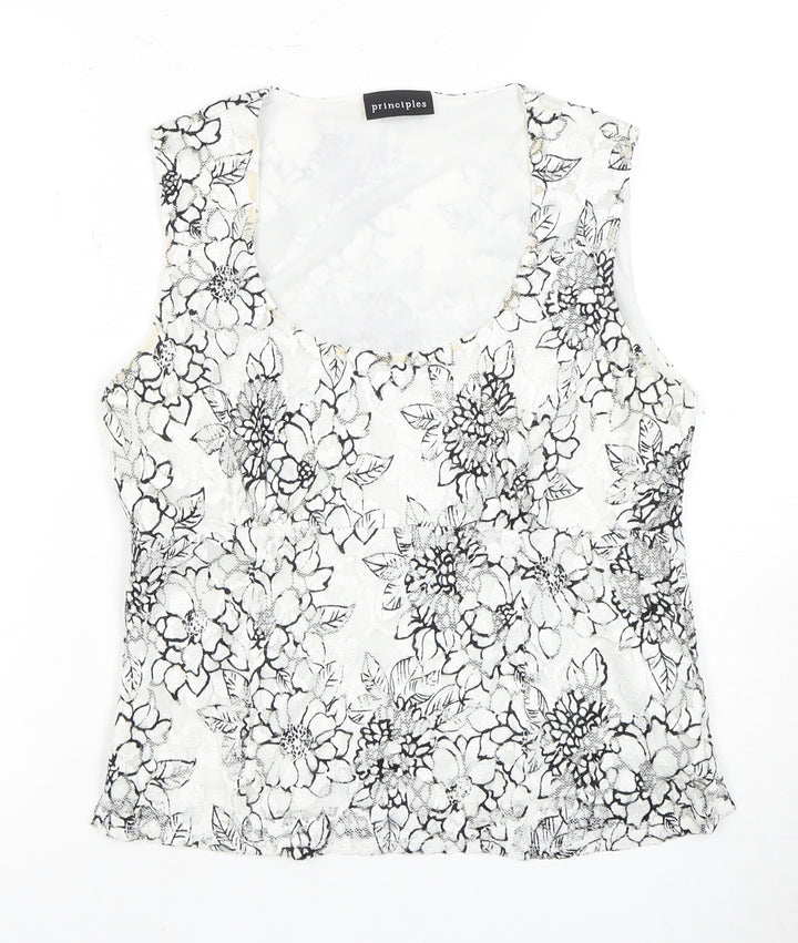 Principles Women's Black White Floral Camisole Blouse Size 14