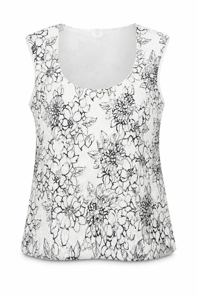 Front view of Principles Women's Black White Floral Camisole Blouse, size 14