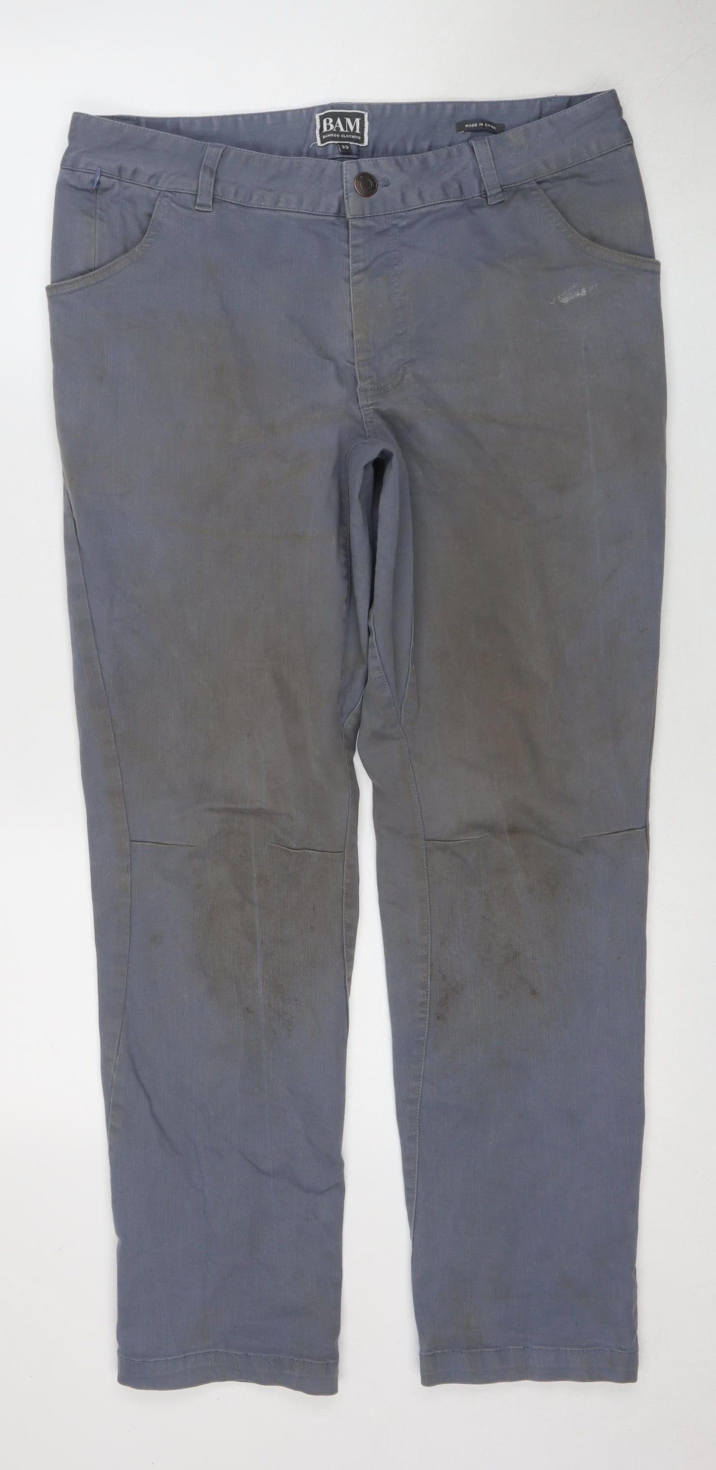 BAM Men's Grey Jeans Size 33 Button Closure