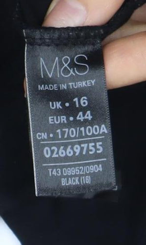 Marks and Spencer Women's Black 3/4 Sleeve Top Size 16