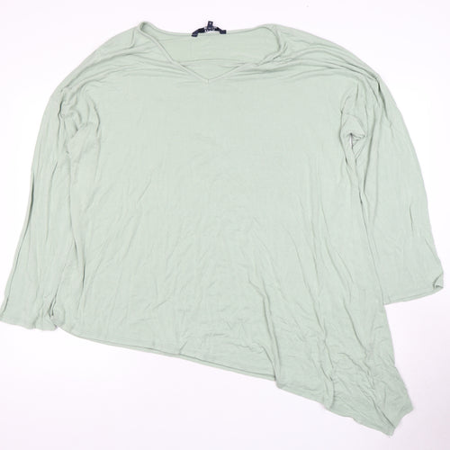 MAINE Women's Green V-Neck Top, Size 22, Asymmetrical