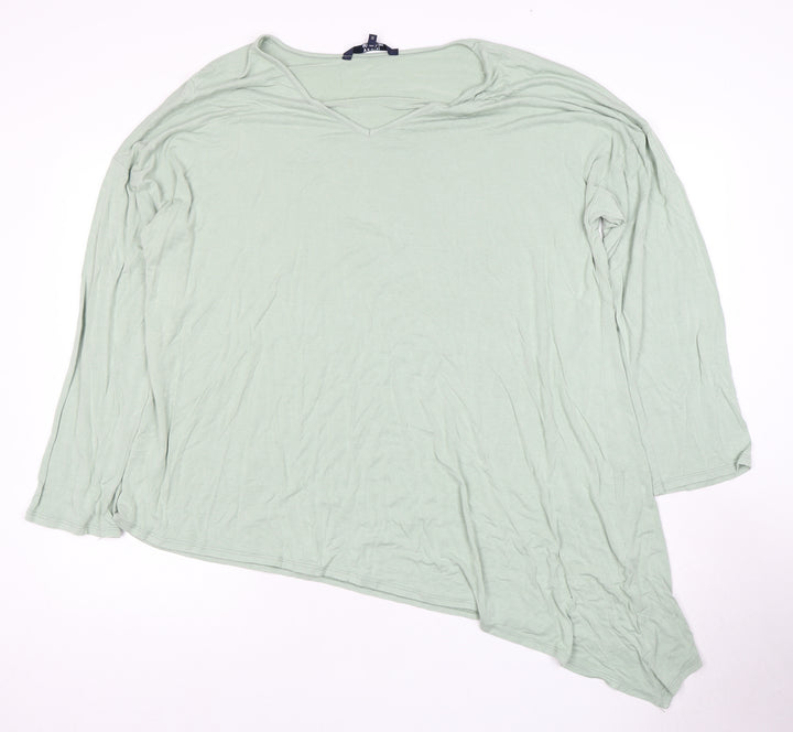 MAINE Women's Green V-Neck Top, Size 22, Asymmetrical
