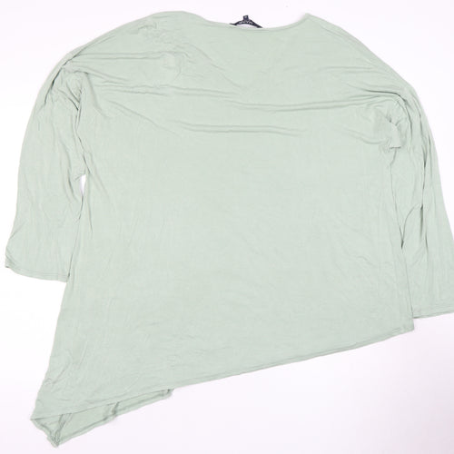MAINE Women's Green V-Neck Top, Size 22, Asymmetrical