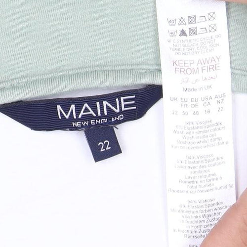 MAINE Women's Green V-Neck Top, Size 22, Asymmetrical