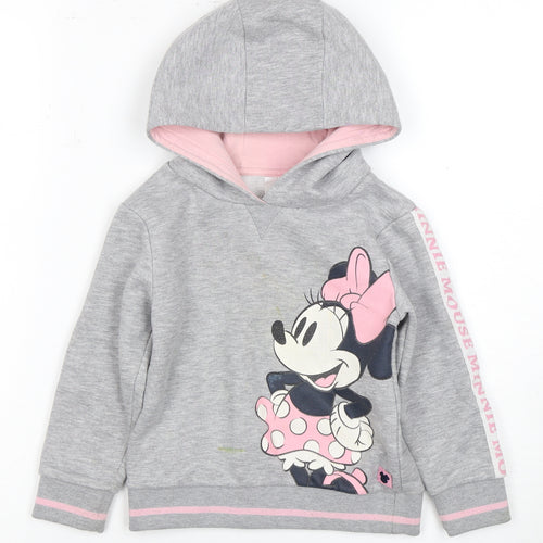 Disney Girls Grey Minnie Mouse Hoodie, Size 4 Years