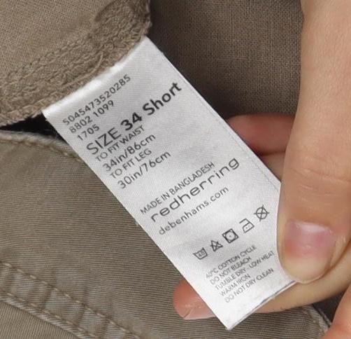 Redefining Men's Brown Chino Trousers, Size 34 Slim Fit