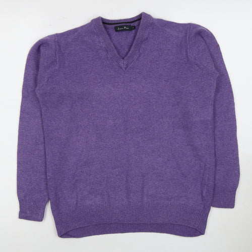 James Pringle Women's Purple Wool V-Neck Jumper M