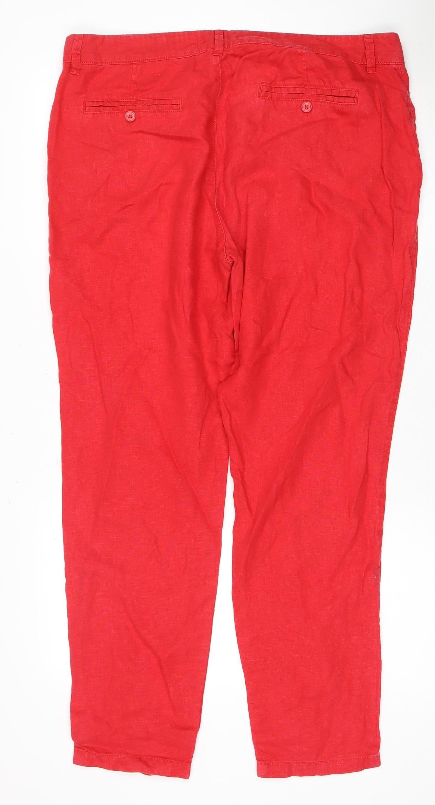 Marks and Spencer Women's Red Linen Trousers