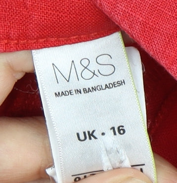 Marks and Spencer Women's Red Linen Trousers