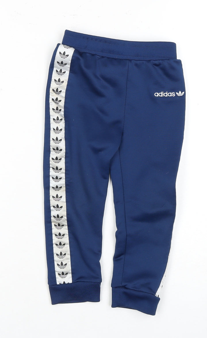 Adidas Boys Blue Track Pants 3 Years Regular Fit