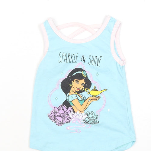 Disney Girls Blue Aladdin Tank Top, Sleeveless, Size 2 Years