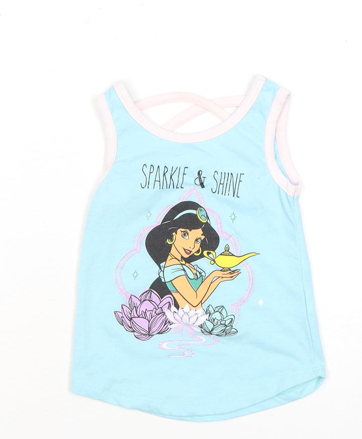 Disney Girls Blue Aladdin Tank Top, Sleeveless, Size 2 Years