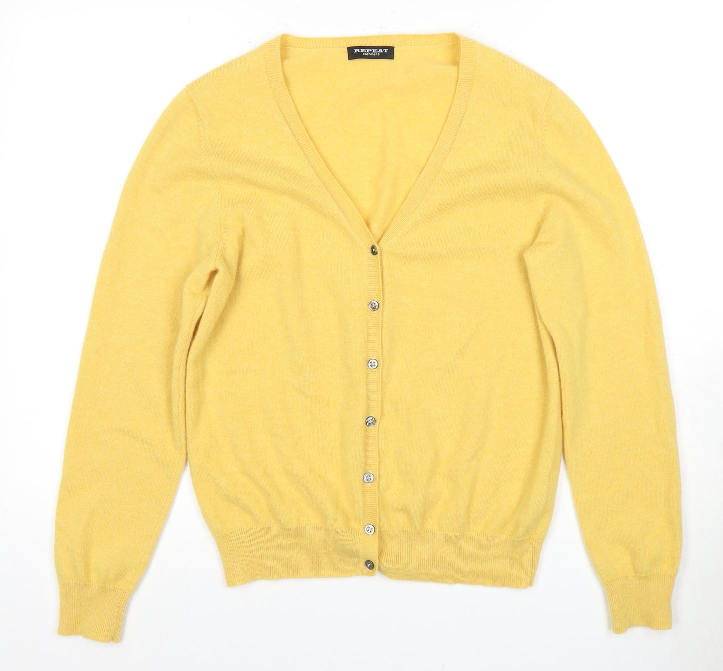 Repeat Women's Yellow Cashmere Cardigan Size 14