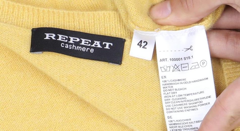 Repeat Women's Yellow Cashmere Cardigan Size 14