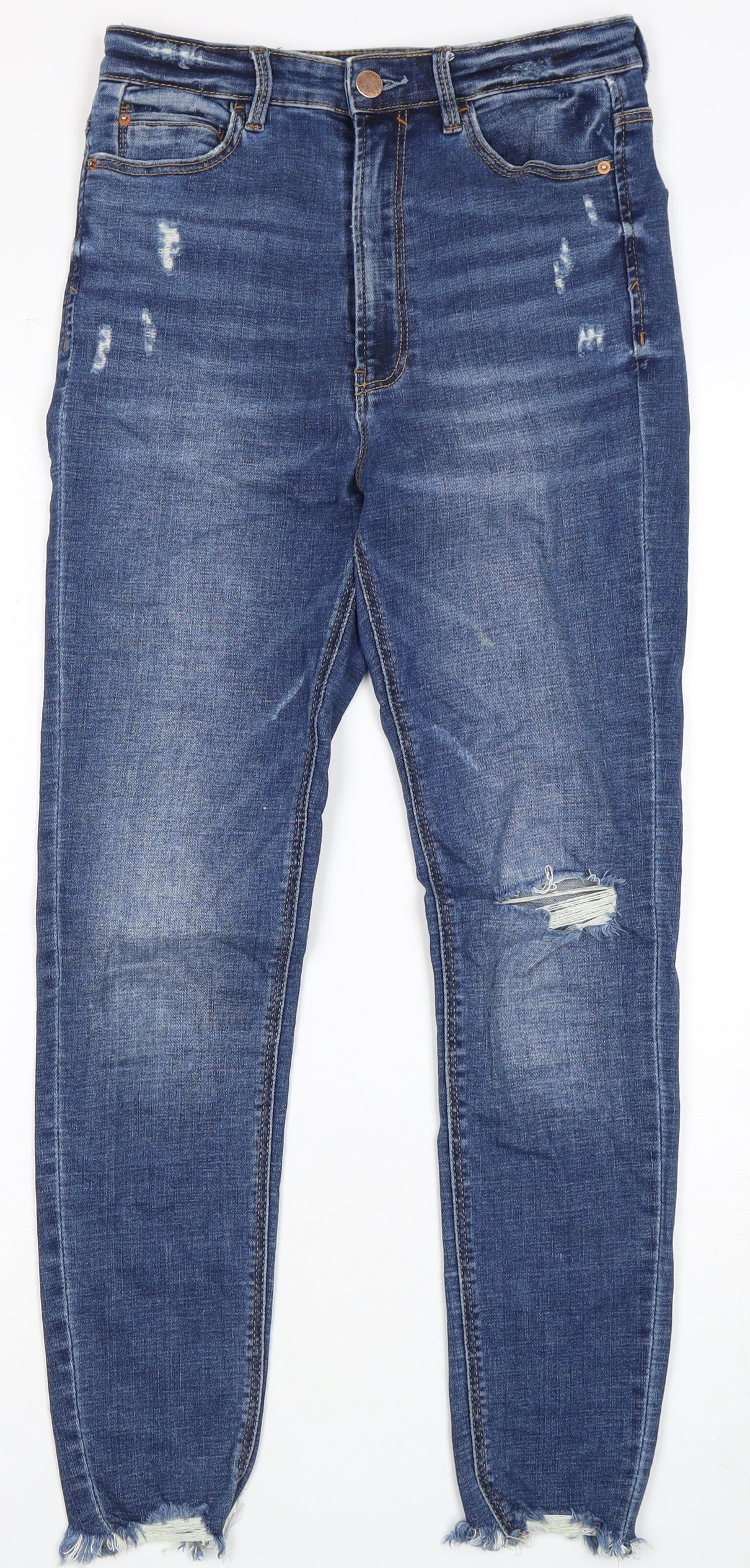 Stradivarius Women's Blue Straight High Rise Jeans