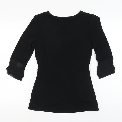 Coast Women's Black V-Neck Ruffle Top Size 10