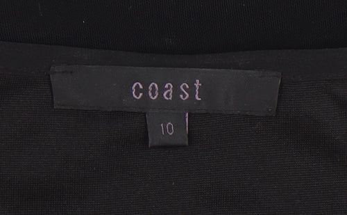 Coast Women's Black V-Neck Ruffle Top Size 10