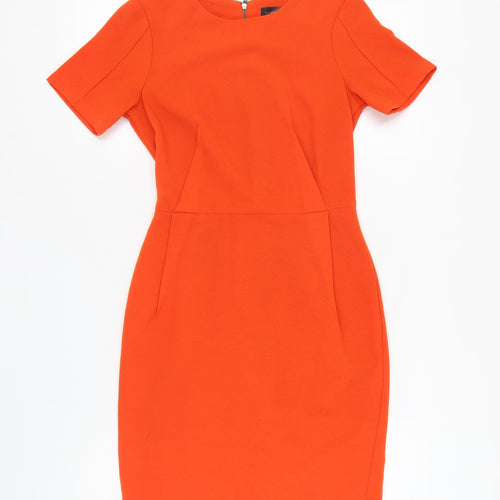 Topshop Women's Orange Short Sleeve Dress Size 8