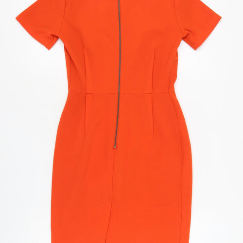 Topshop Women's Orange Short Sleeve Dress Size 8