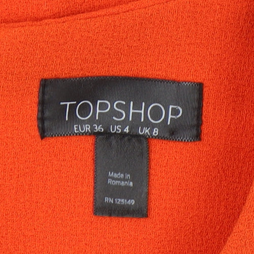 Topshop Women's Orange Short Sleeve Dress Size 8