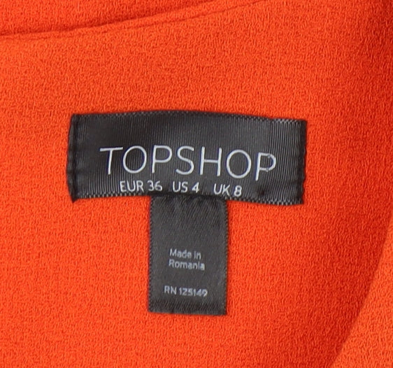 Topshop Women's Orange Short Sleeve Dress Size 8
