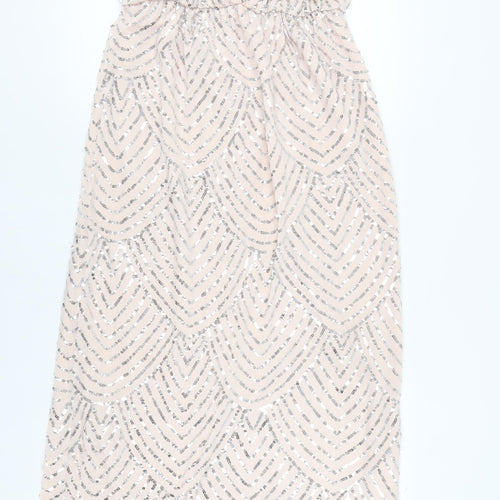 Quiz Women's Ivory Midi Slip Dress, Size 16, Sequined