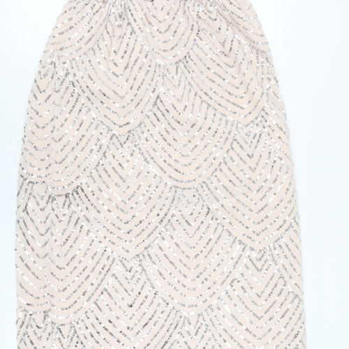 Quiz Women's Ivory Midi Slip Dress, Size 16, Sequined