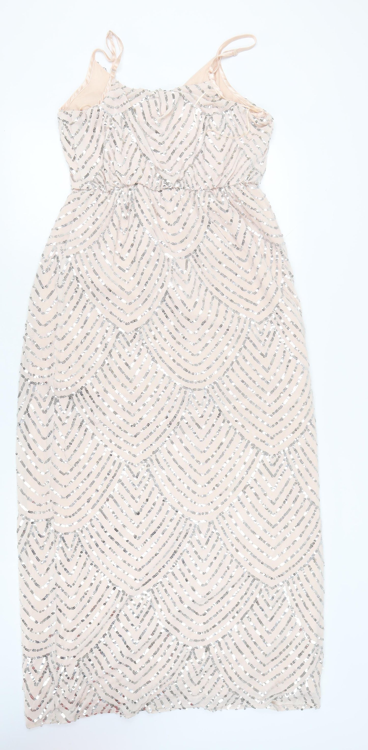 Quiz Women's Ivory Midi Slip Dress, Size 16, Sequined